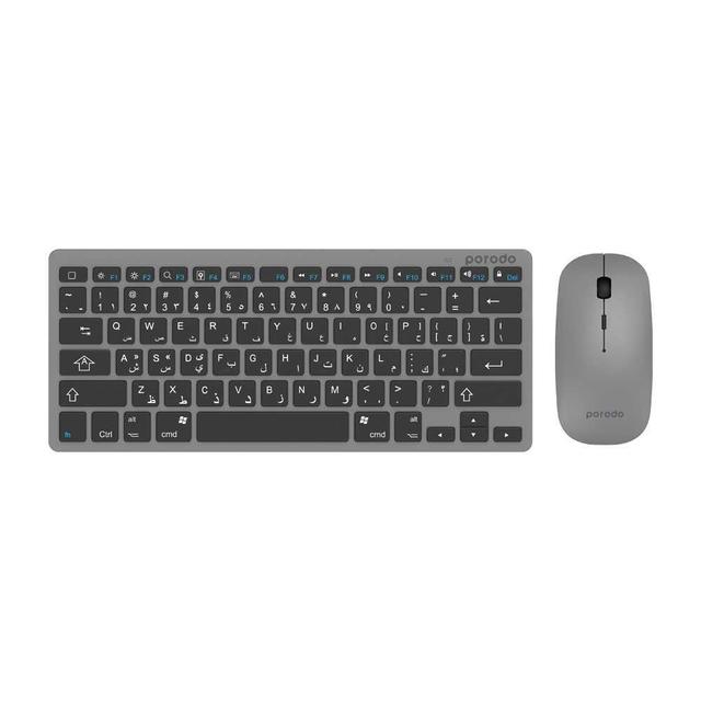 Porodo Super Slim and Portable Bluetooth Keyboard with Mouse ( English / Arabic ) - Gray - SW1hZ2U6OTIyOTk=