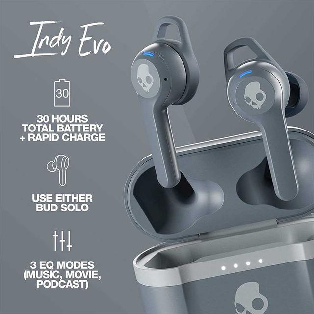 سماعة لاسلكية- Skullcandy Indy Evo True Wireless In-Ear Earphones - Chill Grey - SW1hZ2U6MTAxNjQw