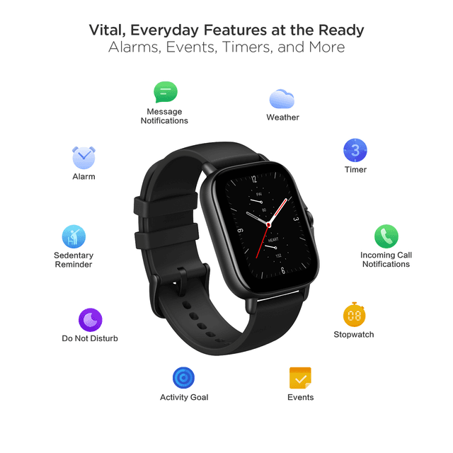 Xiaomi Amazfit GTS 2e Smartwatch with 24H Heart Rate Monitor, Sleep, Stress and SpO2 Monitor, Activity Tracker Sports Watch with 90 Sports Modes, 14 Day Battery Life - SW1hZ2U6OTA2MTk=