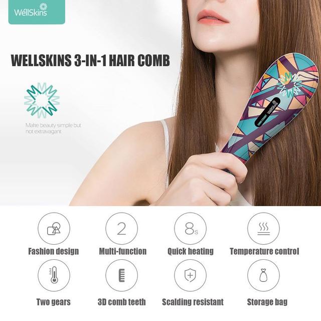 مشط الشعر الكهربائي بقوة 40W Xiaomi WellSkins Hairdressing Straight Hair Comb WX-ZF105 - SW1hZ2U6OTAxMzk=