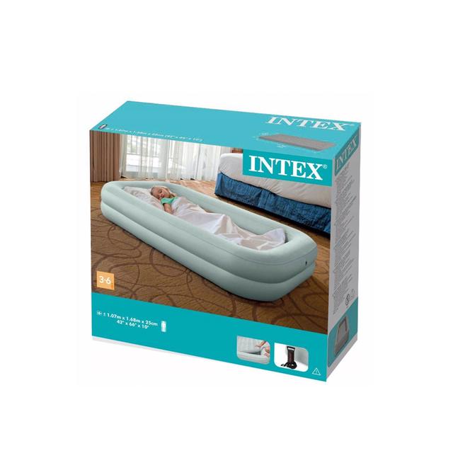 سرير هوائي قابل للنفخ مع مضخة هواء يدوية -Intex  Inflatable Bed For Kids - SW1hZ2U6MTAyMTU4