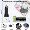 Water Flosser 5 modes 300ml USB Recharging Portable Oral Irrigator for Teeth, Braces, Rechargeable & IPX7 Waterproof with Travel Bag, 2500 mAH battery - SW1hZ2U6MTE1ODA3