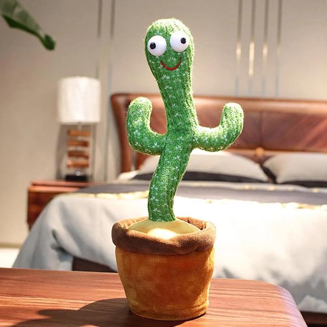 Dancing Cactus Toy, Talking Cactus Toy Repeats What You Say, Wriggle Dancing and Singing Electronic Luminous Cactus, Funny Creative Early Childhood Education Toys - SW1hZ2U6MTE1ODU3