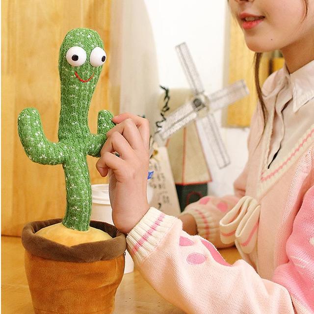 Dancing Cactus Toy, Talking Cactus Toy Repeats What You Say, Wriggle Dancing and Singing Electronic Luminous Cactus, Funny Creative Early Childhood Education Toys - SW1hZ2U6MTE1ODYx