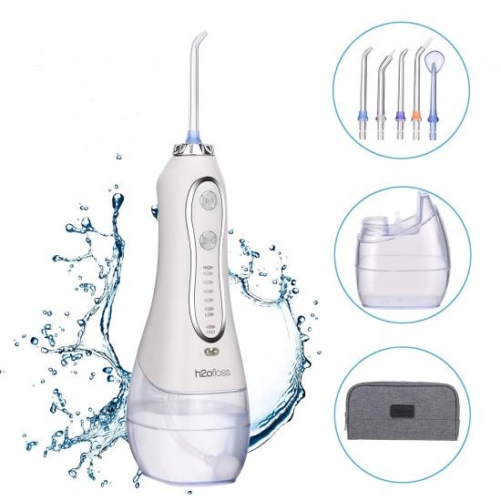 Water Flosser 5 modes 300ml USB Recharging Portable Oral Irrigator for Teeth, Braces, Rechargeable & IPX7 Waterproof with Travel Bag, 2500 mAH battery - SW1hZ2U6NTk4MDE4