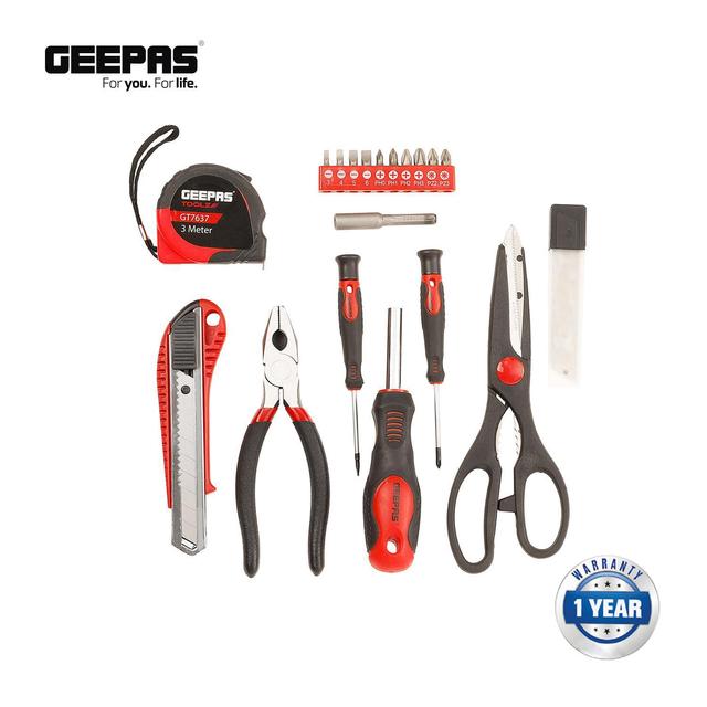 Geepas Gt7637 18pcs Precision Diy Tool Kit Ideal Gift Containing 1 Bit Holder 10 Bits Cutting Tools Measuring Tape Combination Pliers & Screwdrivers Made Of Cr-V Steel - SW1hZ2U6MTQ2NTAw