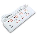 Geepas 3 Way Extension Socket with 2 USB Port - 4 Power Switches with Led Indicators - Extra Long 5m Cord with Over Current Protected - Ideal for All Electronic Devices - SW1hZ2U6MTM3MTAw