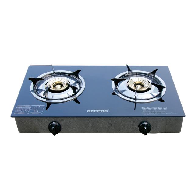 Geepas 2-Burner Gas Hob - Attractive Design, Tempered Glass Worktop - Automatic Ignition, 2 Heating Zones - Portable Cooktop - Ideal for Home, Office and More - SW1hZ2U6MTQwMjM4