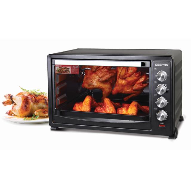Geepas GO4461 120L Electric Oven - 2800W with Multiple Cooking Menus -Countertop Rotisserie with Convection, Grill Function, Inner Lamp & Indicator - SW1hZ2U6MTQyMTU4