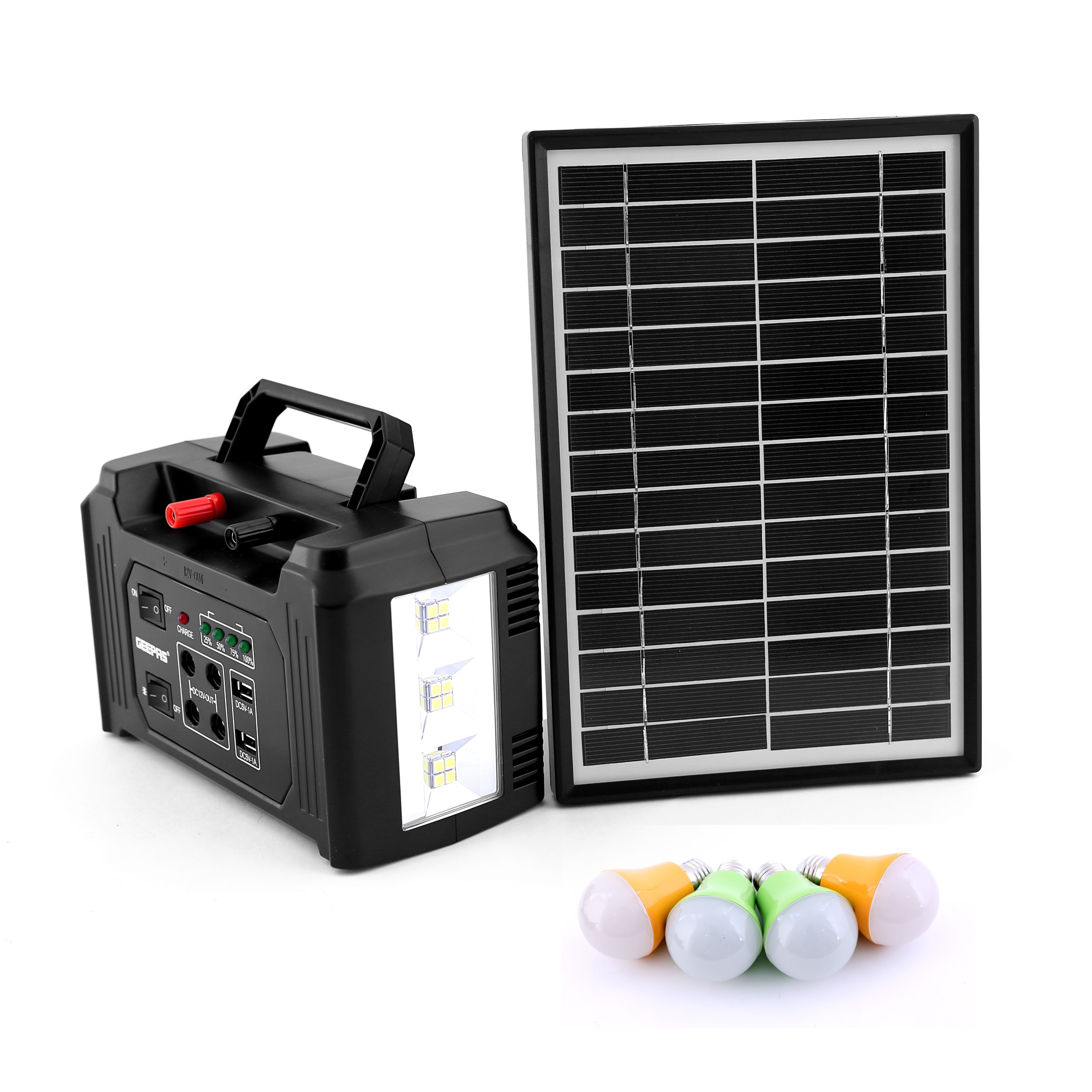بطارية متنقلة للرحلات جيباس 7000 مللي Geepas Power Caster With Solar Panel - 1}