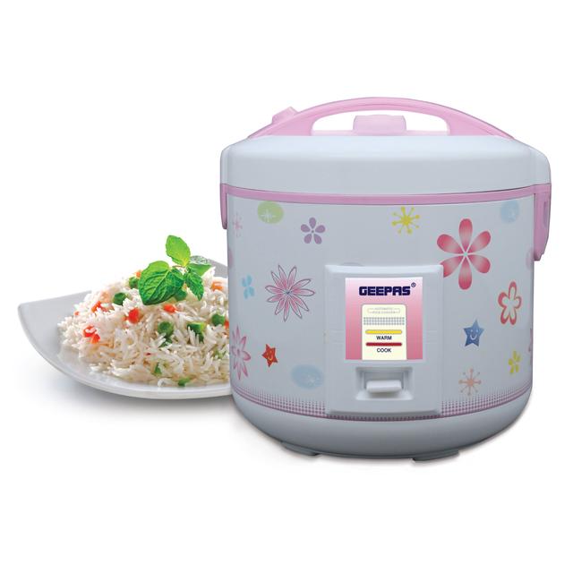 Geepas GRC4331 3.2L Electric Rice Cooker 1250W - Non-Stick Inner Pot, -Cook/Steam/Keep Warm Function - Make Rice & Steam Healthy Food & Vegetables - SW1hZ2U6MTQyNzk5
