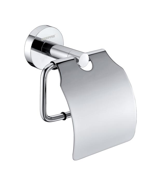 Geepas GSW61042 Toilet Paper Holder, Contemporary and Chrome Polished Wall Mounted Toilet Roll Holder Made of Stainless Steel, Easy to Install Unique Design - SW1hZ2U6MTQ0NjA2