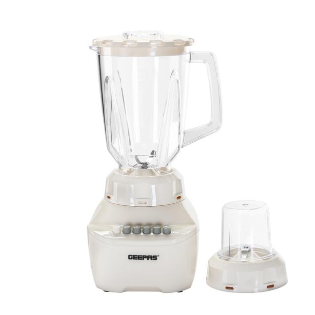 Geepas GSB5362 400W 2 in 1 Blender - Stainless Steel Blades, 4 Speed Control with Pulse - Over Heat Protection- Chopper, Coffee Grinder & Smoothie Maker - SW1hZ2U6MTQzMzYw
