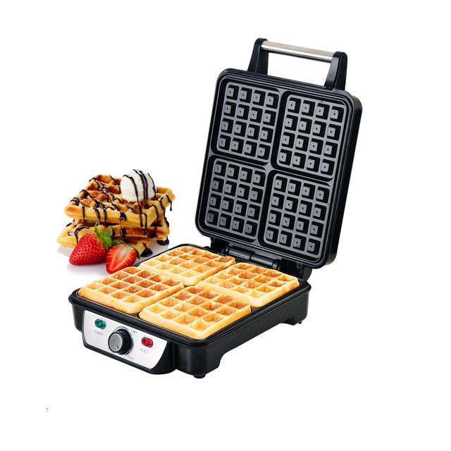 Geepas GWM5417 Electric Waffle Maker 1100W- 4 Slice Non-Stick Electric Belgian Waffle Maker with Adjustable Temperature Control - Pre-heating, Cool Touch Body & Handle - Automatic Safety Protection - SW1hZ2U6MTQ4MDg1