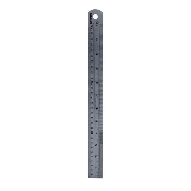 Geepas Stainless Steel Ruler - 30cm (12inch) Precision Metal Ruler for Accurate Easy to Read Measurements for Office Engineering Drawings with Conversion Tables - SW1hZ2U6MTQ0OTc3