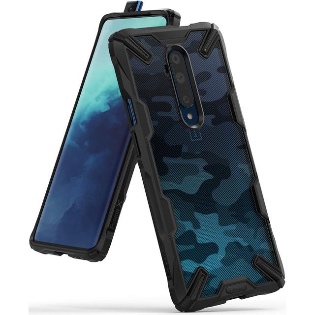 Ringke Case for OnePlus 7T Pro Hard Back Cover Fusion-X Design Ergonomic Transparent Shock Absorption TPU Bumper Phone Case Cover (Compatible with OnePlus 7T Pro) - Camo Black - Black - SW1hZ2U6MTMwMjkz