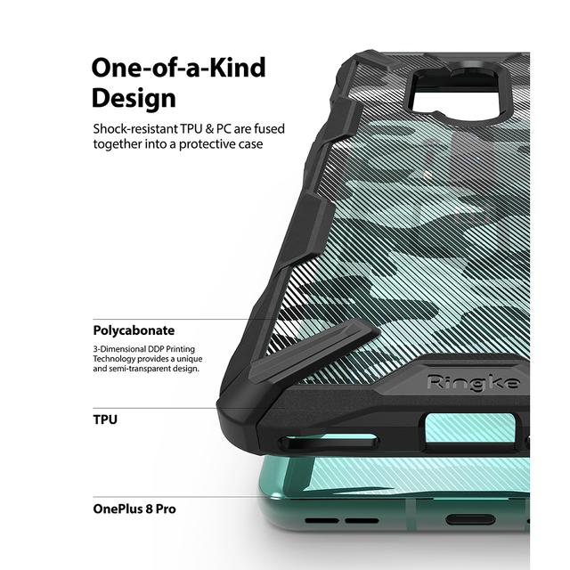 Ringke Cover for OnePlus 8 Pro Case Hard Fusion-X Ergonomic Transparent Shock Absorption TPU Bumper [ Designed Case for OnePlus 8 Pro ] - Camo Black - Camo Black - SW1hZ2U6MTI4MDE3