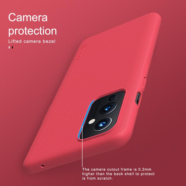 Nillkin Cover Compatible with OnePlus 9 Case Super Frosted Shield Hard Phone Cover [ Slim Fit ] [ Designed Case for Oneplus 9 UK Version ] - Red - Red - SW1hZ2U6MTIyMDQ4
