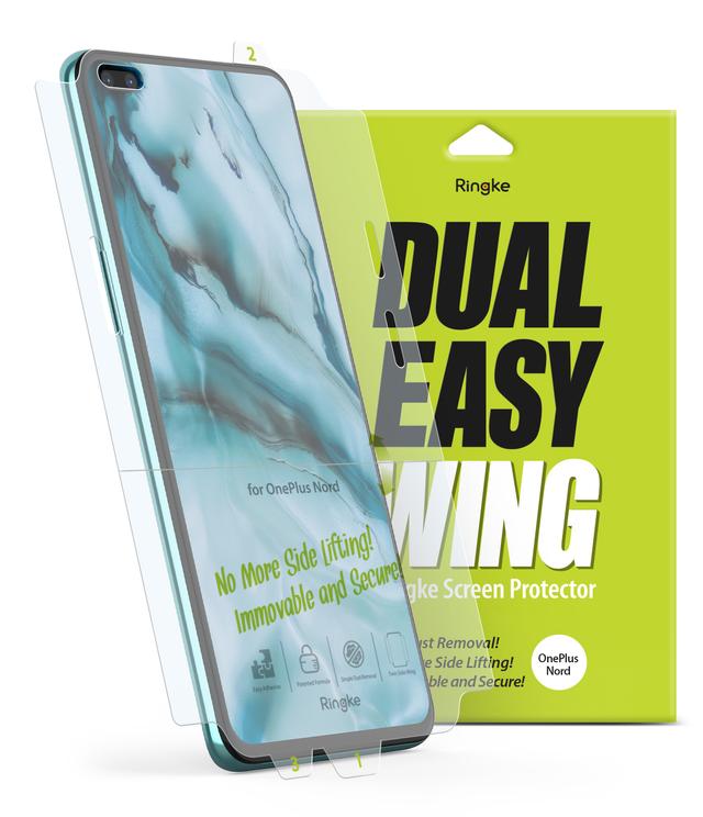 Ringke Dual Easy Wing OnePlus Nord Screen Protector Full Coverage (Pack of 2) Dual Easy Film Case Friendly Protective Film [ Designed for Screen Guard For OnePlus Nord ] - Clear - SW1hZ2U6MTMxMTI1