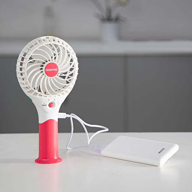 Geepas GF9617 Rechargeable Mini Fan - Personal Portable Fan with 3 Speed Options - USB Travel Fan for Office, Home and Travel Use (5V USB)- 8 Hours Working - SW1hZ2U6MTQ4NDE0
