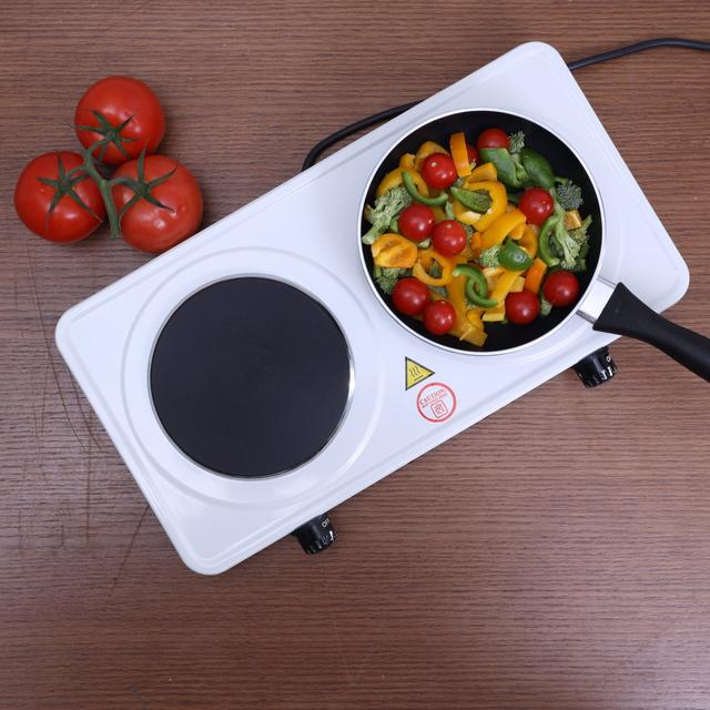 Geepas GHP32014 2000W Dual Hot Plate - Cast Iron Heating Plate 155mm - Portable Electric Hob with Temperature Control for Home, Camping & Caravan Cooking - SW1hZ2U6MTUxOTI1