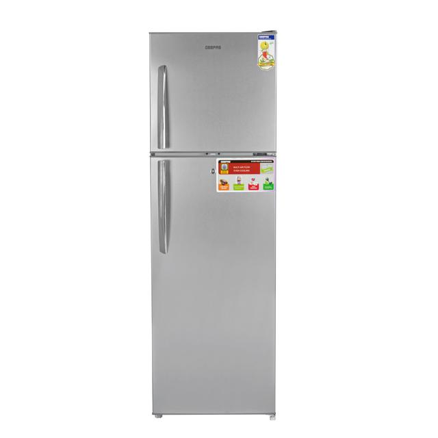 Geepas 320L Double Door Refrigerator - Free Standing Durable Double Door Refrigerator, Recessed Handle, Quick Cooling, Low Noise, Low Energy Consumption, Defrost Refrigerator - 2 Years Warranty - SW1hZ2U6MTQyOTE1