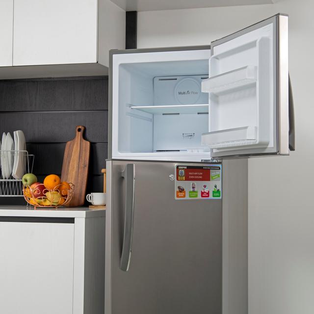 Geepas 320L Double Door Refrigerator - Free Standing Durable Double Door Refrigerator, Recessed Handle, Quick Cooling, Low Noise, Low Energy Consumption, Defrost Refrigerator - 2 Years Warranty - SW1hZ2U6MTQyOTM1