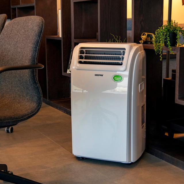 Geepas Gacp1216cu Portable Air Conditioner - 3 Mode (Cool/Fan/Dry) & Speed 24 Hours Timer | Remote Control 0.4 L Water Tank Auto Horizontal Swing |12000btu 1 Year Warranty - SW1hZ2U6MTUxNjg1