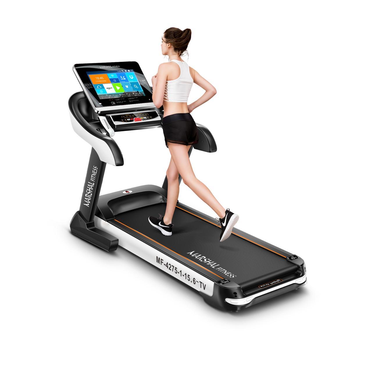 جهاز المشي   DC Motorized Treadmill 6.0 HP with 15.6" TFT TV Android System