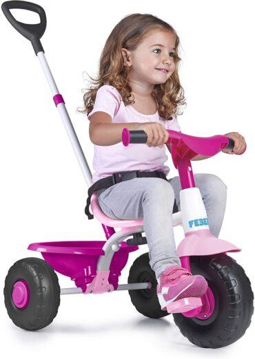 سيكل اطفال بنات زهري ثلاث كفرات مع حزام آمان ومقعد مريح فيبر Feber Comfortable Seat Safety Belt 3 Wheels Pink Trike Baby - 1}