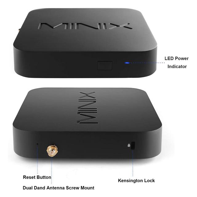 Minix NEO U22-XJ 4K Android TV Box, Ultra HD Media Hub, Android OS, Dolby Audio [ 4GB RAM 32GB eMMC ] with 5G WIFI USB 3.0 USB-C [data only] Bluetooth Gigabit LAN HDMI Ports - Black - SW1hZ2U6MTIxMDAz
