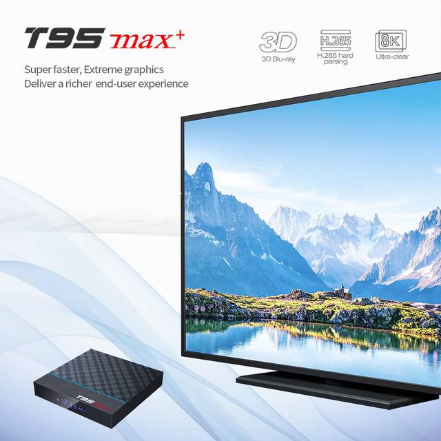 Wownect T95 MAX Plus Android TV Box Amlogic S905X3 [4GB RAM 32GB ROM] with 5G Support WIFI Bluetooth Full HD 4K TV Box 8K UHD Resolution Android TV Box [Supports Miracast] - Black - SW1hZ2U6MTMzODA2