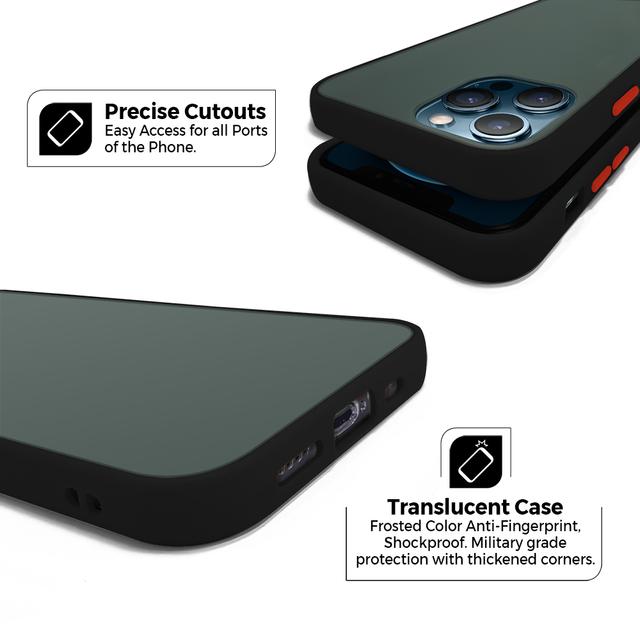 O Ozone iPhone 12 Mini Case, Bumper Edge Slim Ultra-Thin Lightweight Frosted Translucent Matte Protective Bumper Cover [ Designed Case for iPhone 12 Mini ] - Black - Black - SW1hZ2U6MTI0NTM1