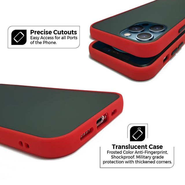 O Ozone iPhone 12 Mini Case, Bumper Edge Slim Ultra-Thin Lightweight Frosted Translucent Matte Protective Bumper Cover [ Designed Case for iPhone 12 Mini ] - Red - Red - SW1hZ2U6MTIzNDY5
