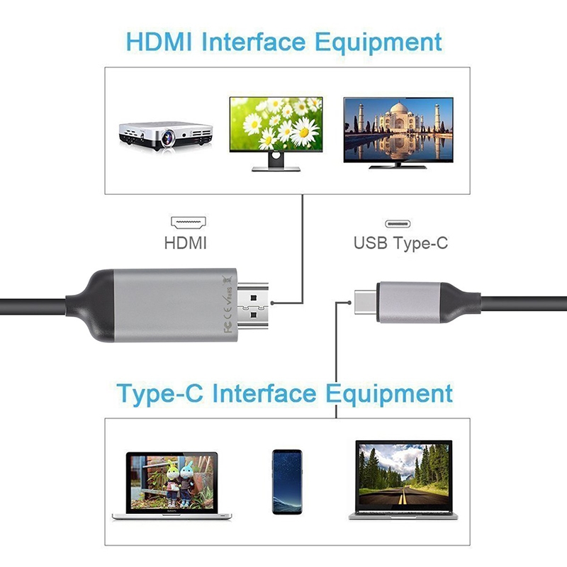 كابل - رمادي  MINIX NEO C-4K 6FT USB-C to HDMI Cable 4K - 5}