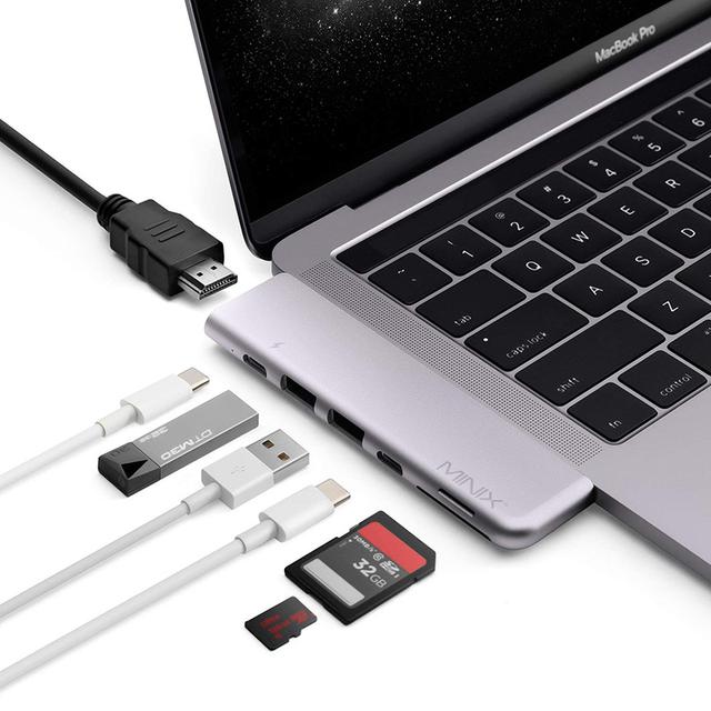 MINIX NEO C-D USB-C Multiport Adapter for MacBook Pro - Grey - Grey - SW1hZ2U6MTIxMTUy