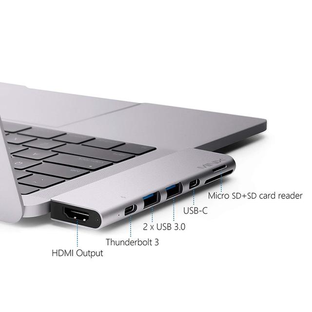 MINIX NEO C-D USB-C Multiport Adapter for MacBook Pro - Grey - Grey - SW1hZ2U6MTIxMTU2