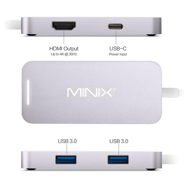 MINIX NEO C Mini, USB-C Multiport Adapter with HDMI [ Compatible with Apple MacBook and MacBook Pro ] - Grey - Grey - SW1hZ2U6MTIxMDYw