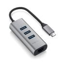 MINIX Neo C-UE Gigabit Ethernet Adapter USB-C to 3-Port USB 3.0 For Windows OS, Mac OS, Chrome OS - Grey - SW1hZ2U6MTIxMTYz