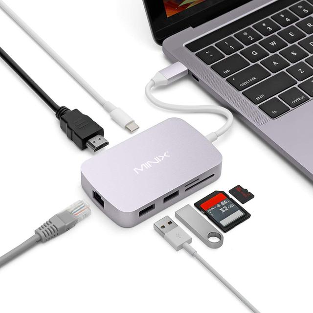 MINIX NEO C-X USB-C Multiport Adapter with HDMI Output and 10/100Mbps Ethernet For New MacBook - Grey - SW1hZ2U6MTIxMDQ3