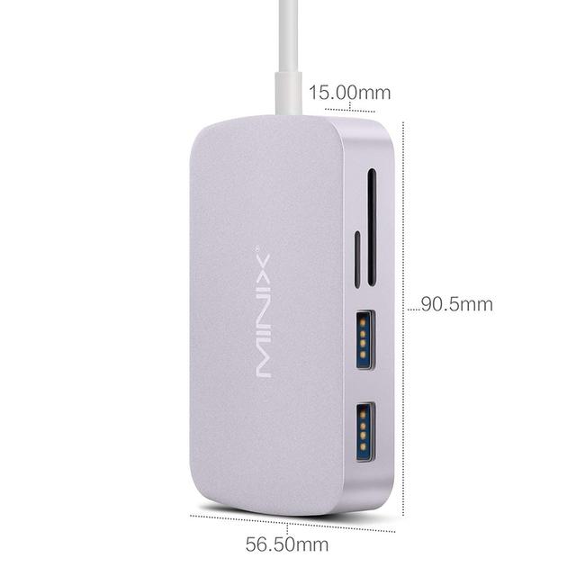MINIX NEO C-X USB-C Multiport Adapter with HDMI Output and 10/100Mbps Ethernet For New MacBook - Grey - SW1hZ2U6MTIxMDQ5
