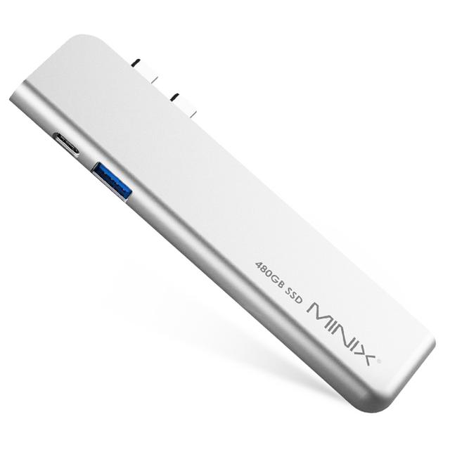 Minix USB-C 4-IN-1 Multiport SSD Storage Hub, Dual-Head, [ HDMI 4K@60Hz, USB 3.0 Port ] 480GB SSD Storage Thunderbolt 3 For MacBook Air, MacBook Pro - Silver - Silver - SW1hZ2U6MTIxMTAy