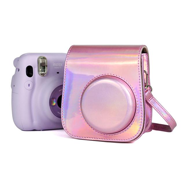 O Ozone Holographic Case for Fujifilm Instax Mini 11 Case PU Leather Instant Camera Cover with Adjustable Strap [ Designed Cover for Fujifilm Instax Mini 11 Instant Camera Bag ] - Pink - Pink - SW1hZ2U6MTI0Nzcy