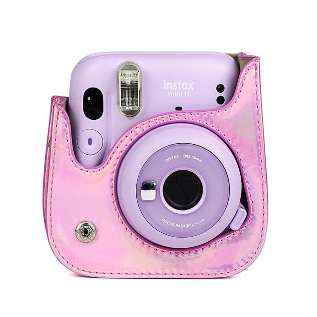 O Ozone Holographic Case for Fujifilm Instax Mini 11 Case PU Leather Instant Camera Cover with Adjustable Strap [ Designed Cover for Fujifilm Instax Mini 11 Instant Camera Bag ] - Pink - Pink - SW1hZ2U6MTI0Nzc2