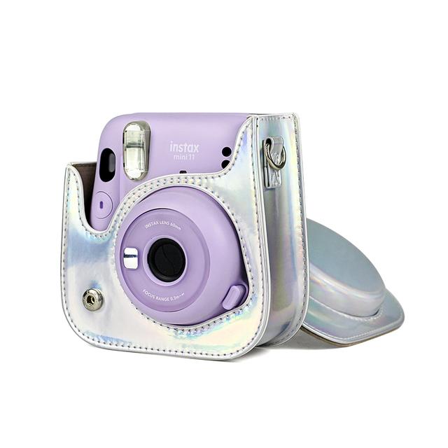 O Ozone Holographic Case for Fujifilm Instax Mini 11 Case PU Leather Instant Camera Cover with Adjustable Strap [ Designed Cover for Fujifilm Instax Mini 11 Instant Camera Bag ] - Silver - Silver - SW1hZ2U6MTI0NTAy
