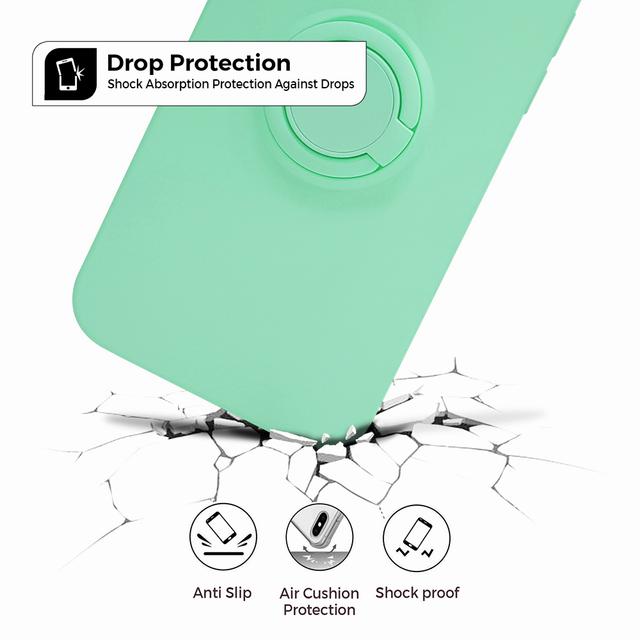 O Ozone Compatible Case for iPhone 12 Pro Max, Classic Liquid Silicone Series with Ring Holder Kickstand Slim Cover Works with Magnetic Car Mount [ Perfect Fit iPhone 12 Pro Max Case ] - Cyan - Cyan - SW1hZ2U6MTIzNTgw