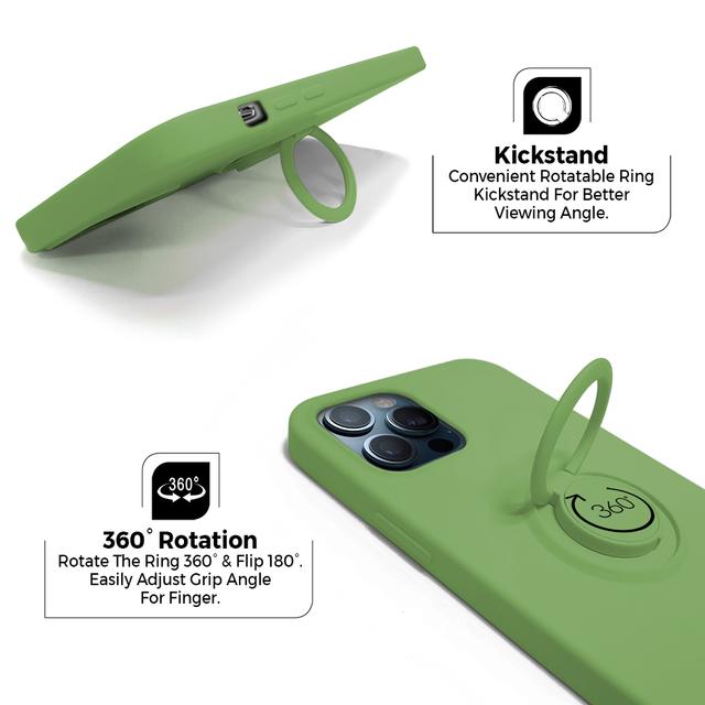 O Ozone Compatible Case for iPhone SE (2020) / iPhone 8, Classic Liquid Silicone Series with Ring Holder Cover Works with Magnetic Car Mount [ Perfect Fit iPhone SE (2020) / iPhone 8 Case ] - Green - Green - SW1hZ2U6MTI0MzQ1