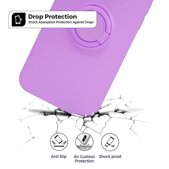 O Ozone Compatible Case for iPhone 12, Classic Liquid Silicone Series with Ring Holder Kickstand Slim Cover Works with Magnetic Car Mount [ Perfect Fit iPhone 12 Case ] - Purple - Purple - SW1hZ2U6MTI1NDI4