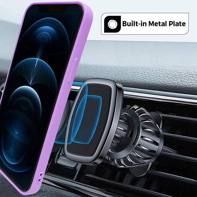 O Ozone Compatible Case for iPhone 12 Mini, Classic Liquid Silicone Series with Ring Holder Kickstand Slim Cover Works with Magnetic Car Mount [ Perfect Fit iPhone 12 Mini Case ] - Purple - Purple - SW1hZ2U6MTI1NDM0