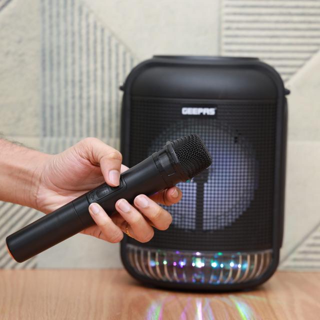 Geepas Rechargeable Portable Speaker - Portable Handle with 1800 MAH Huge Battery - TWS Connection & Compatible with BT/ USB/ AUX/ FM/ Micro SD - Ideal for Home, Hotels & Outdoor Use - SW1hZ2U6MTU0Mzk4